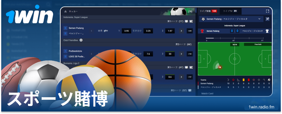1Win JPオンラインブックメーカーでスポーツに賭ける
