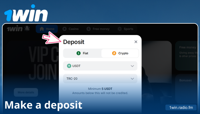 Make a deposit at 1win