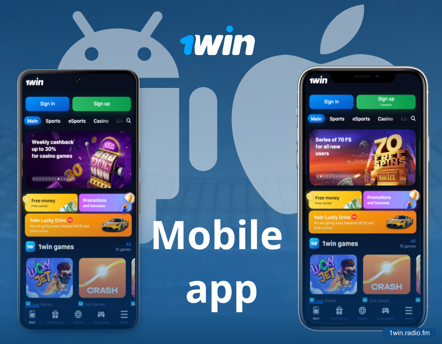 Download and install 1win mobile software on Android or iOS