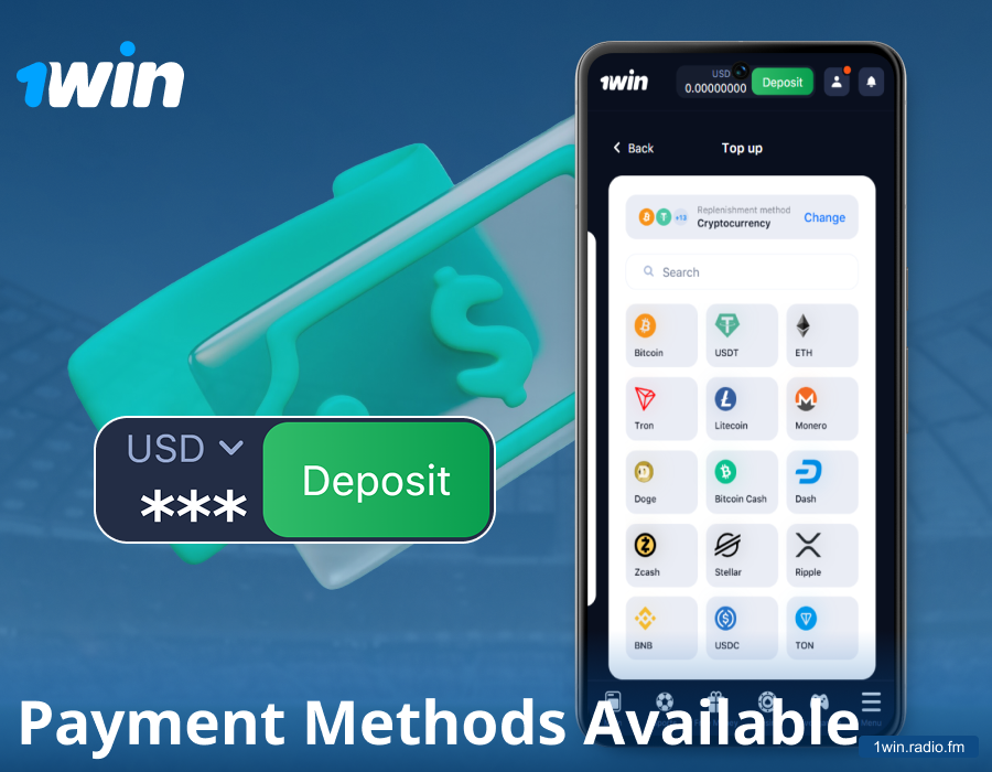 Banking methods inside the 1win mobile app