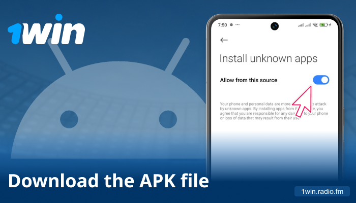 Approve permissions and wait for the 1win APK file