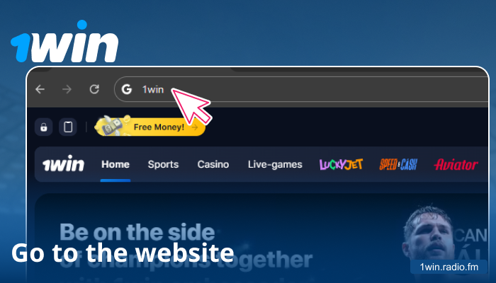 Open 1win site on PC or smartphone