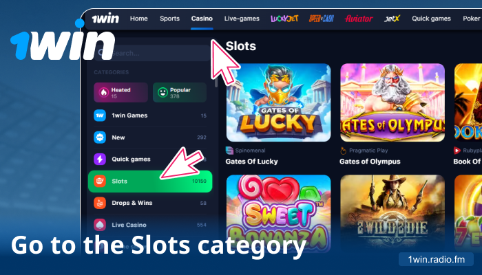 Go to Casino → Slots to browse thousands of titles
