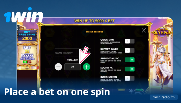 Adjust your bet per spin using in-game controls