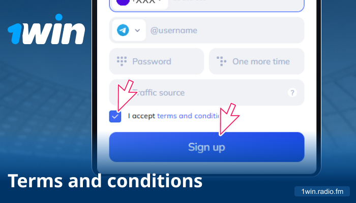 Accept Terms and Conditions of 1win partnership
