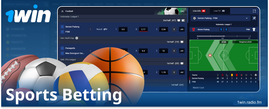 Bet on sports at the 1Win online bookmaker