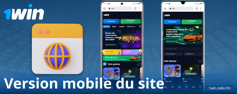 Version navigateur du site mobile 1Win pour les Français
