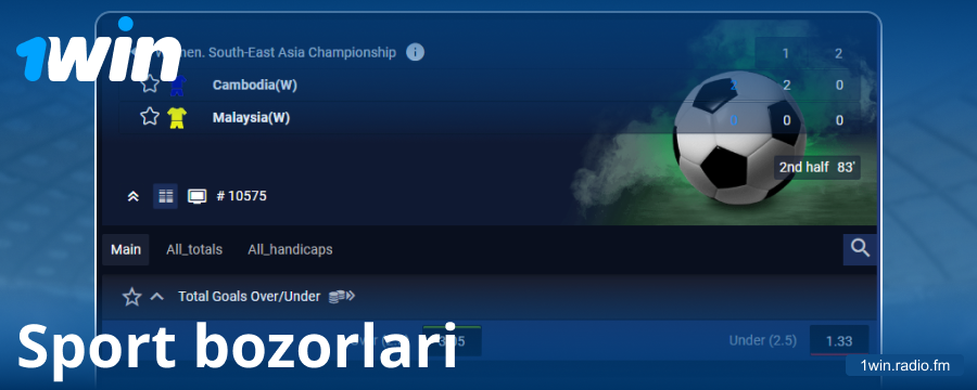 1Win O‘zbekiston bettorlari uchun bozorlar