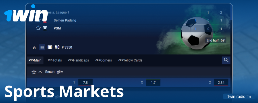 Betting markets for 1Win bettors