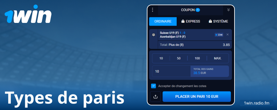 Quels paris sont disponibles sur 1Win France