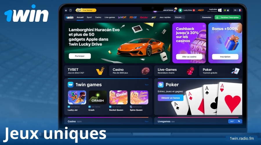 Jeux exclusifs 1Win pour les joueurs français