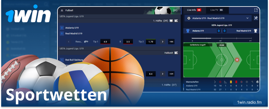 Auf Sport wetten im Online-Buchmacher 1Win DE