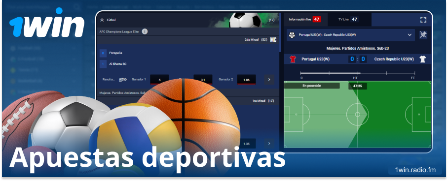 Apostar en deportes en el corredor online 1Win ES