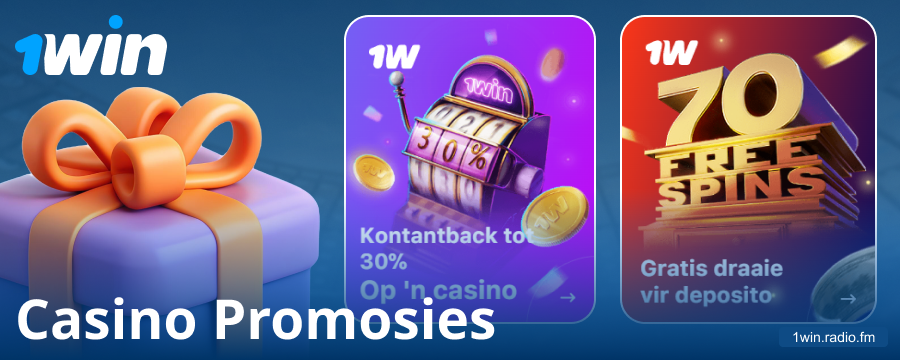 Casino bonusse vir 1Win spelers