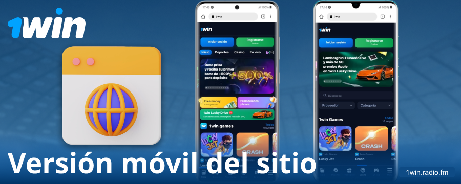 Versión móvil del navegador del sitio 1Win para españoles
