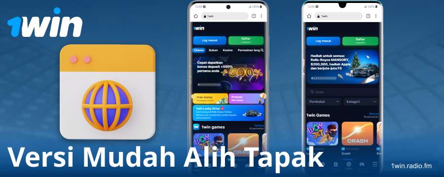 Versi pelayar laman web mudah alih 1Win