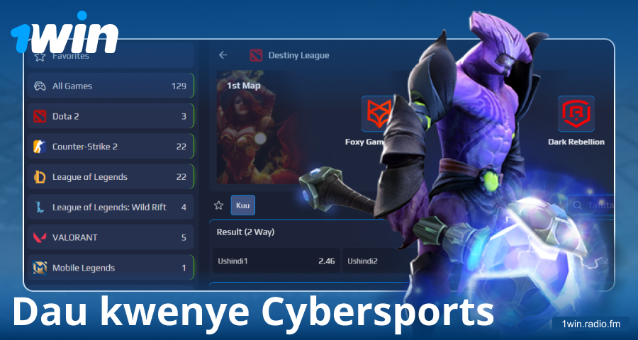 Kubashiri Michezo ya E-sports kwa Wabashiri wa 1Win