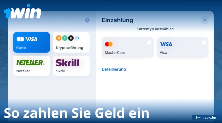 Anleitung für Einzahlungen bei 1Win Deutschland