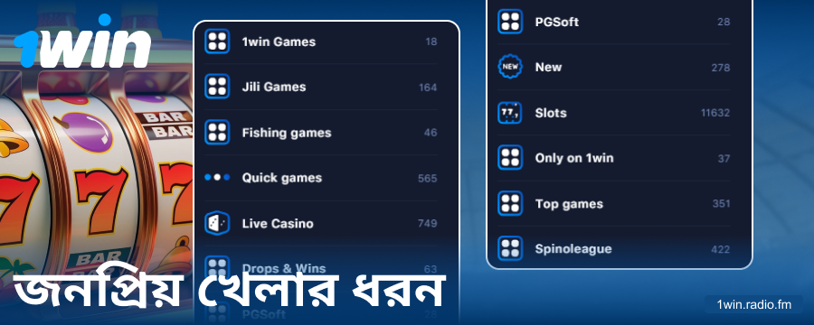1Win বাংলাদেশ অনলাইন ক্যাসিনো গেমের ধরন