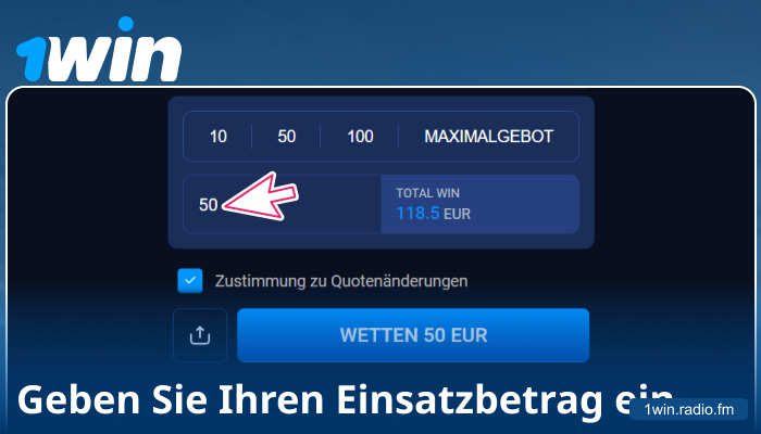 Geben Sie Ihren Einsatz bei 1Win Deutschland ein