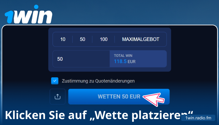 Bestätigen Sie Ihre Wette bei 1Win DE
