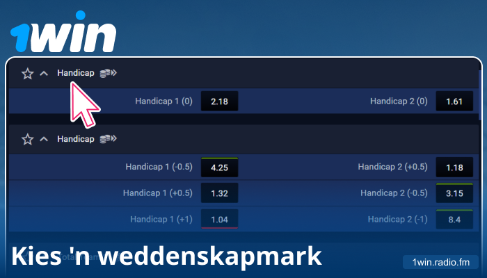 Kies 'n weddemark op 1Win