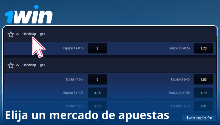 Elija un mercado de apuestas en 1Win España