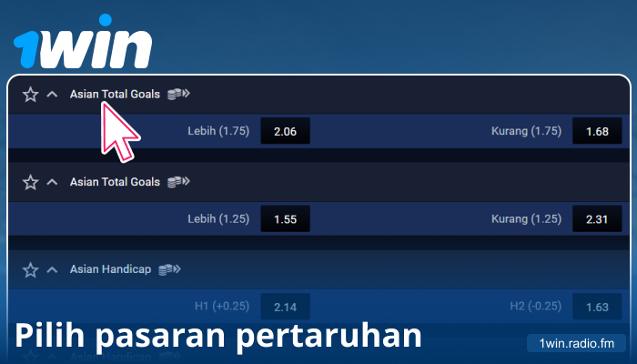 Pilih acara sukan di 1Win