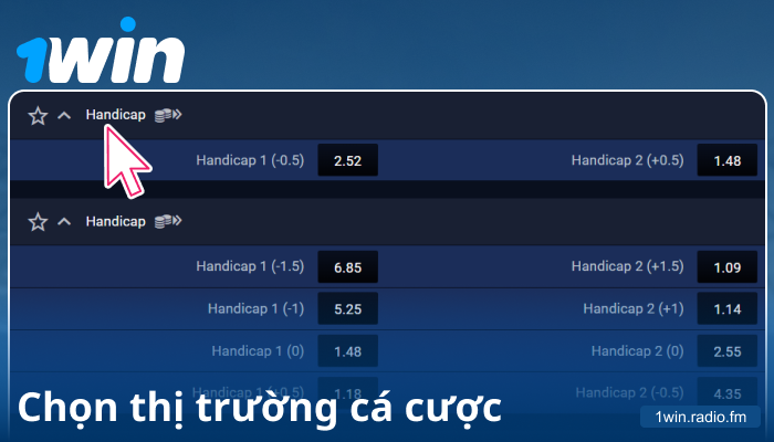 Chọn thị trường cược tại 1Win VN