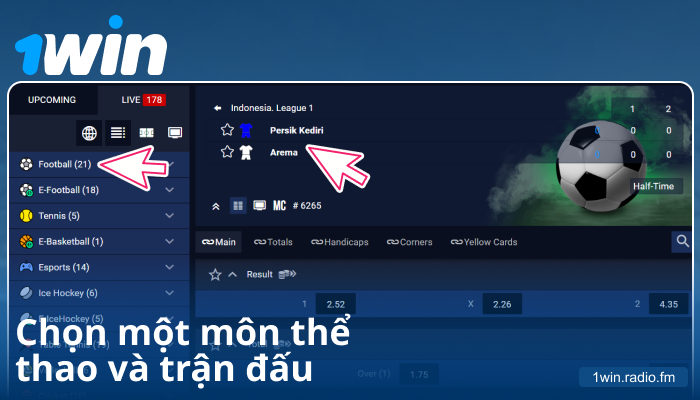 Chọn sự kiện thể thao tại 1Win VN