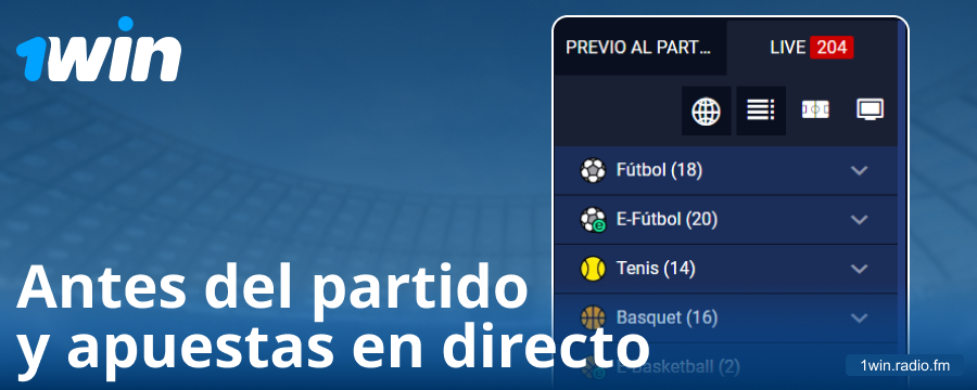 Tipos de competiciones en el sitio 1Win ES