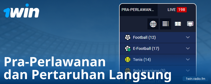 Jenis pertandingan di laman web 1Win