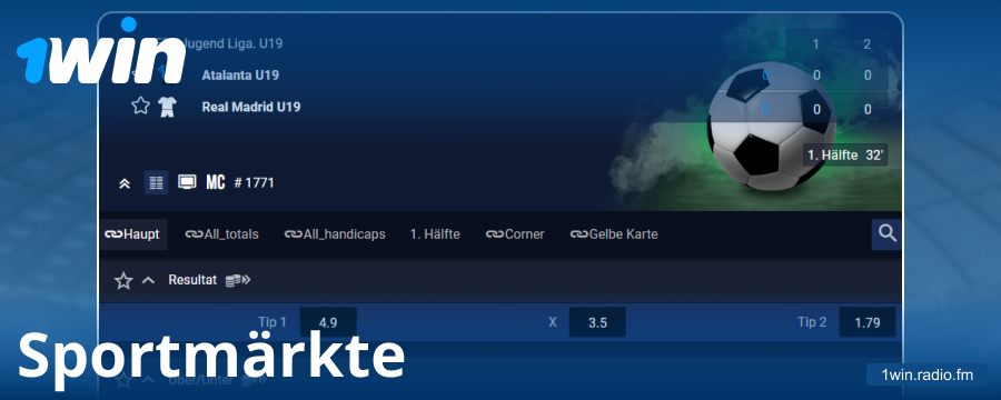 Wettmärkte für Wettende bei 1Win Deutschland