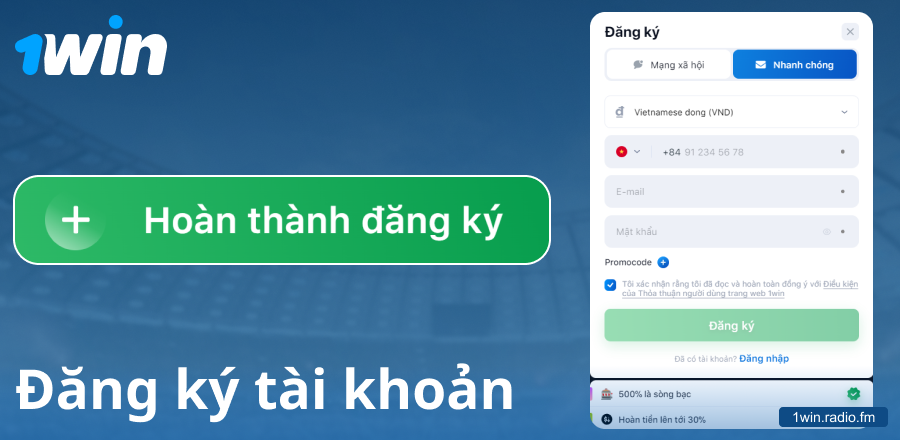 Tạo tài khoản trên trang web 1Win Việt Nam