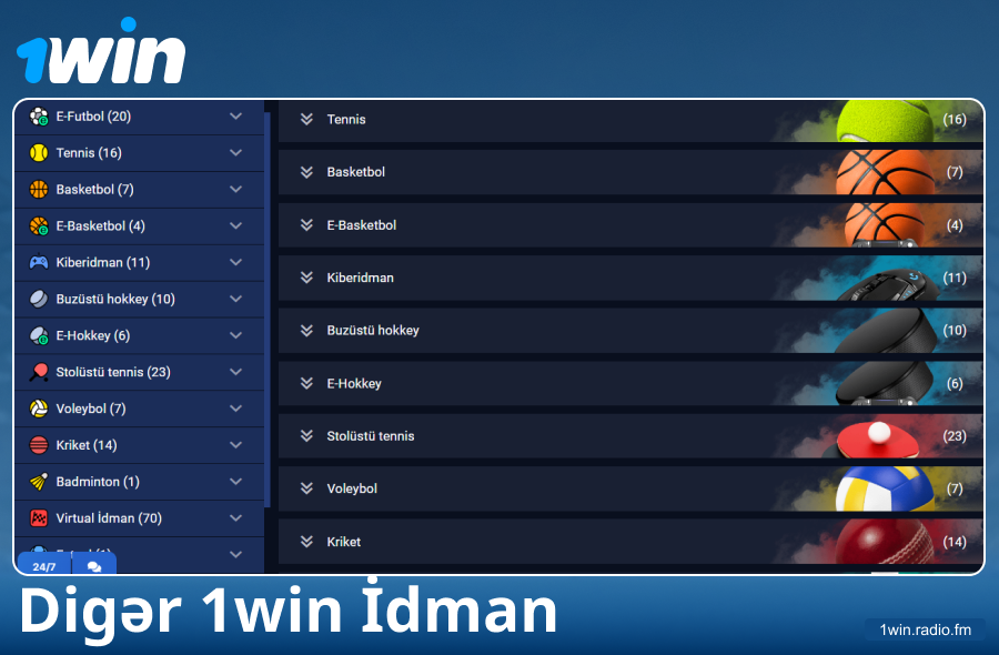 1Win Azərbaycanda mövcud idman növləri