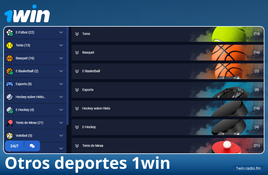 Deportes disponibles en el corredor 1Win España