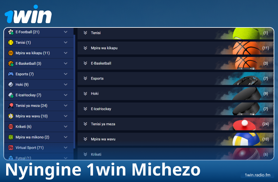 Aina za Michezo Zinazopatikana katika Mtoto wa Kubashiri wa 1Win