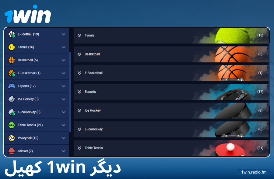 1Win پاکستان بک میکر میں دستیاب کھیلوں کی اقسام
