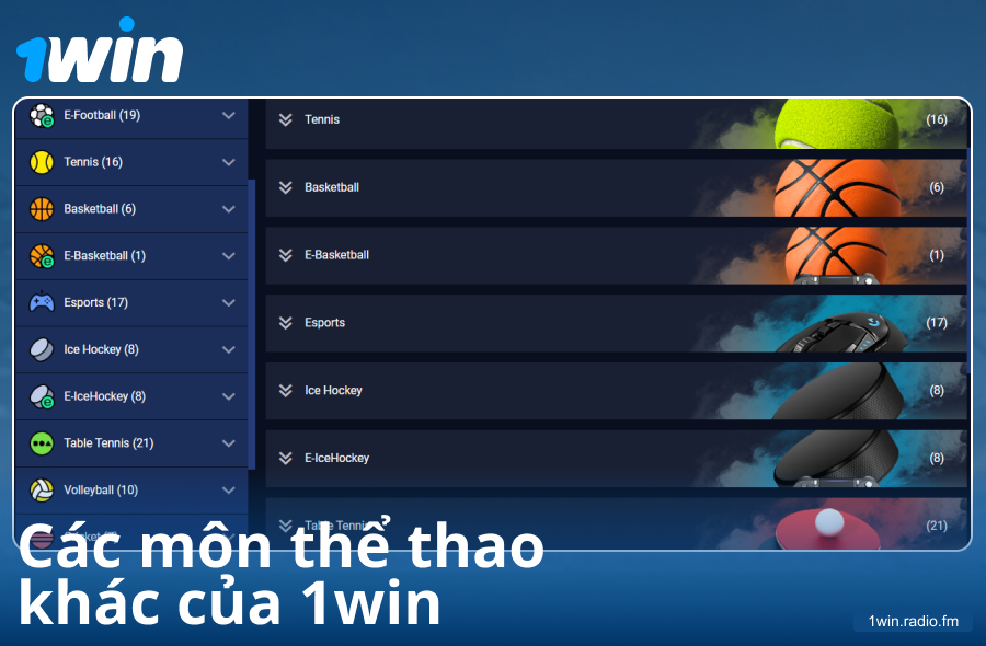 Các môn thể thao có sẵn tại nhà cái 1Win Việt Nam