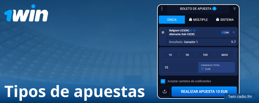 Tipos de apuestas disponibles en 1Win España