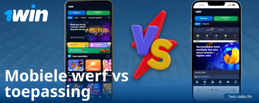 Vergelyking van die 1Win app en browser
