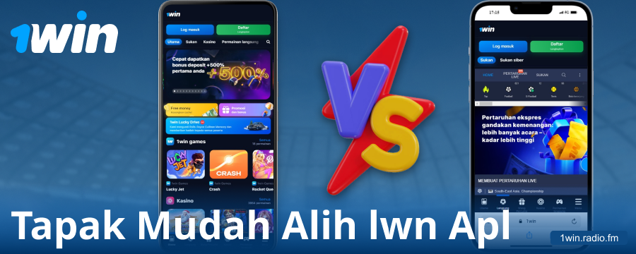 Perbandingan aplikasi 1Win dan pelayar
